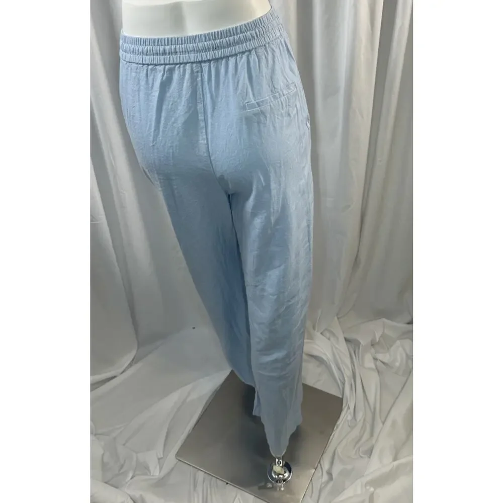Zara Light Blue Linen Drawstring Pants